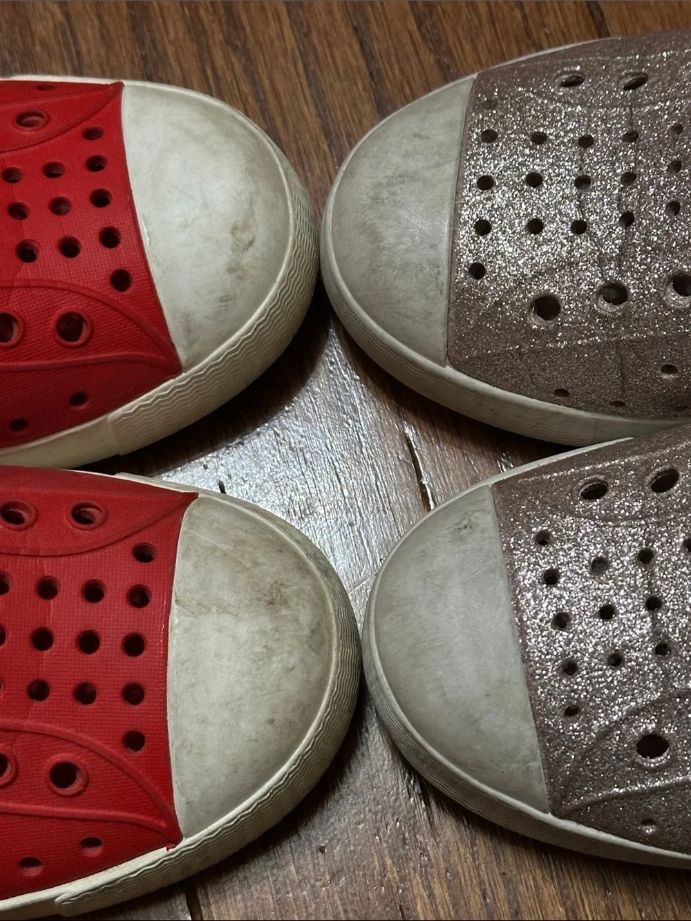 Native Kids Slip-On Sneakers in Red and Metallic pink bundle